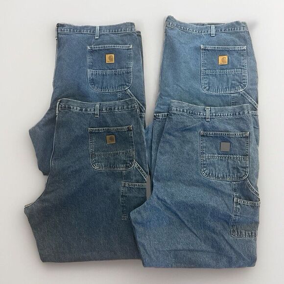 Carhartt Jeans Lot Of 4 50x30 Blue Carpenter Hammer Loop Loose Dungaree Relaxed